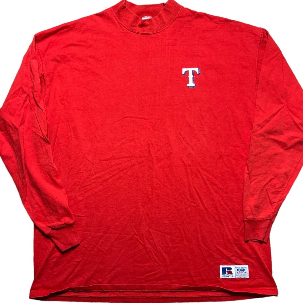 Russell Vintage XL Made in USA mock neck long sleeve Texas Rangers